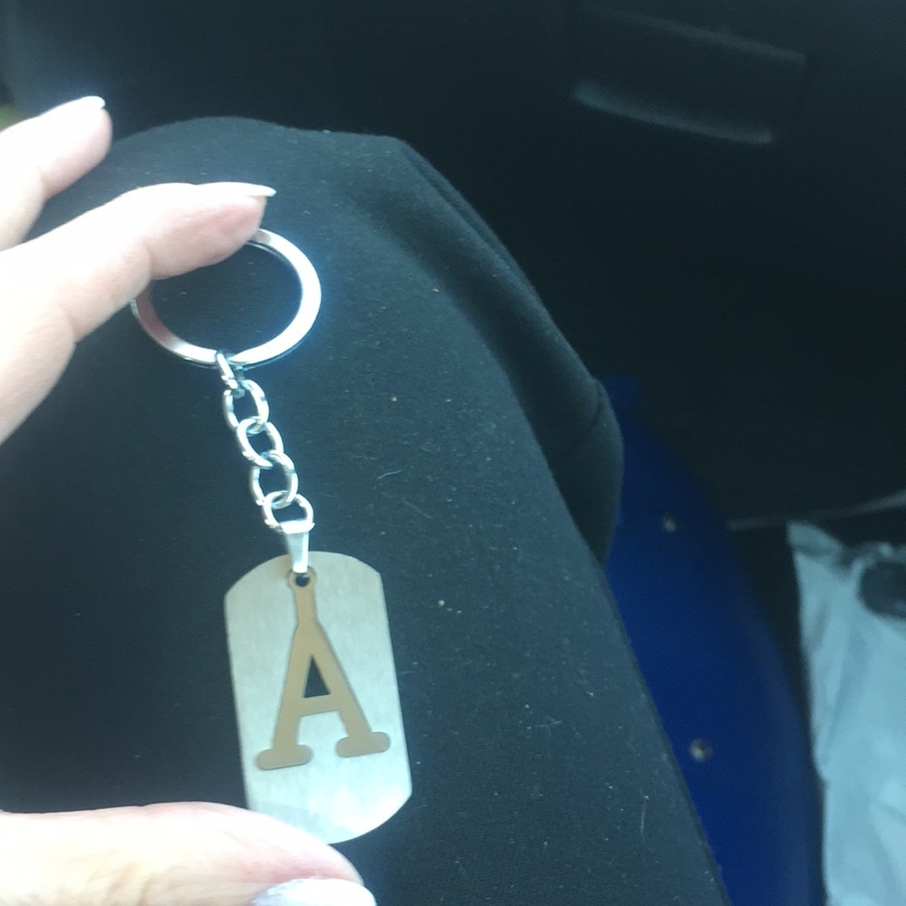 stainless steel metal keychain ev letter avail